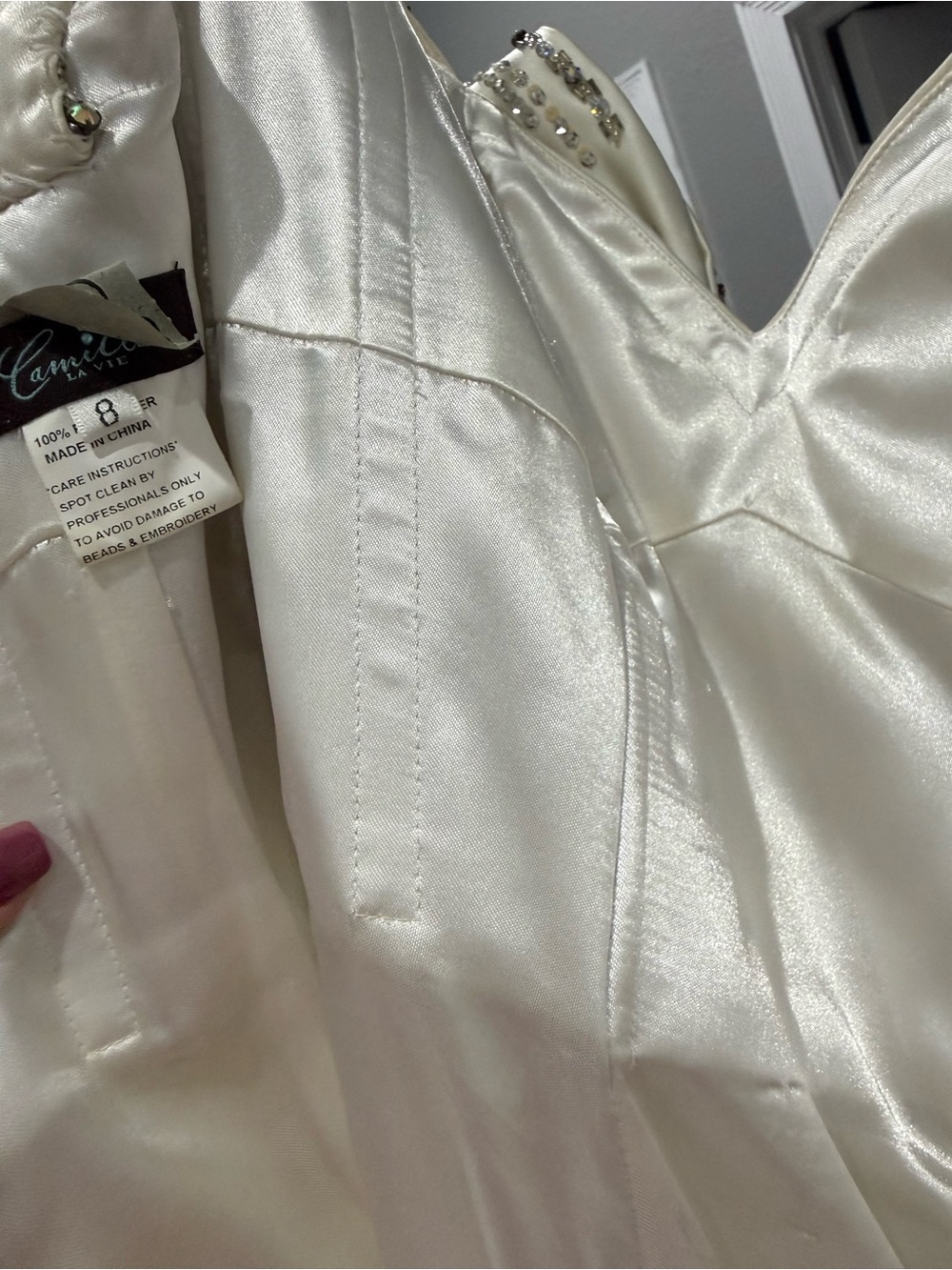 Camille La Vie Ivory Satin Maxi Dress vintage - Picture 4 of 7